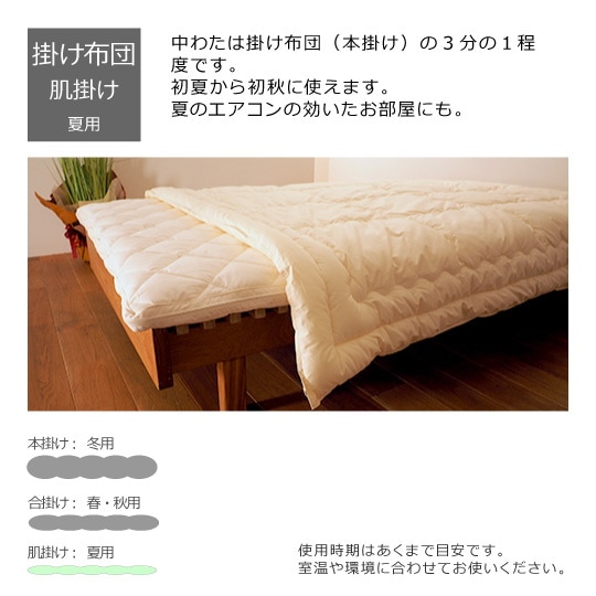 防ダニ肌掛け布団 (さらさらコットン×ダクロン(R) FRESH 7穴 中わた）　ジュニア