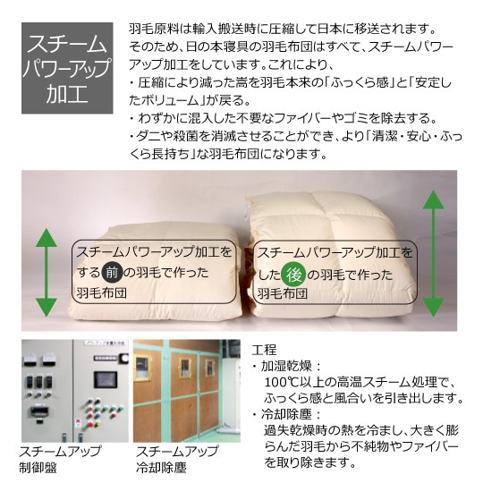 ハンガリーホワイトマザーグースダウン93％×100サテン羽毛布団・合掛け　ダブル